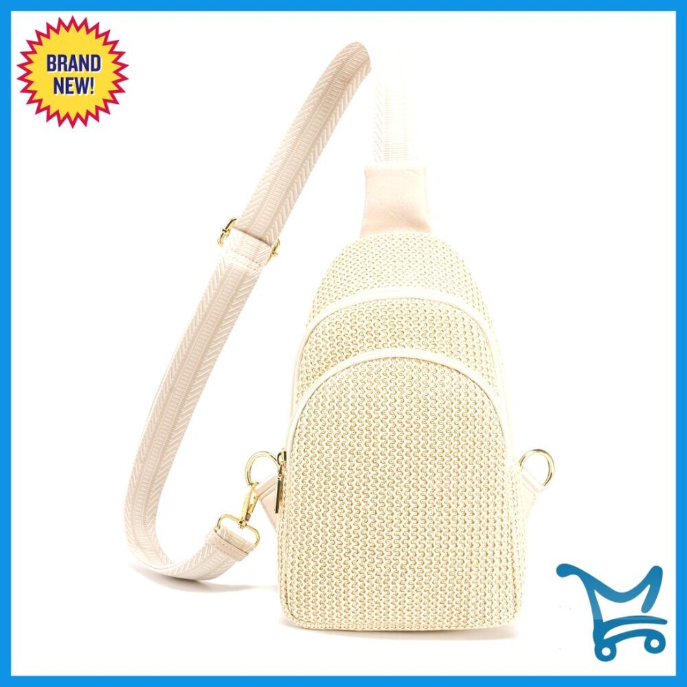 Lightweight Faux Straw Crossbody Bag RFID Blocking Summer Purse